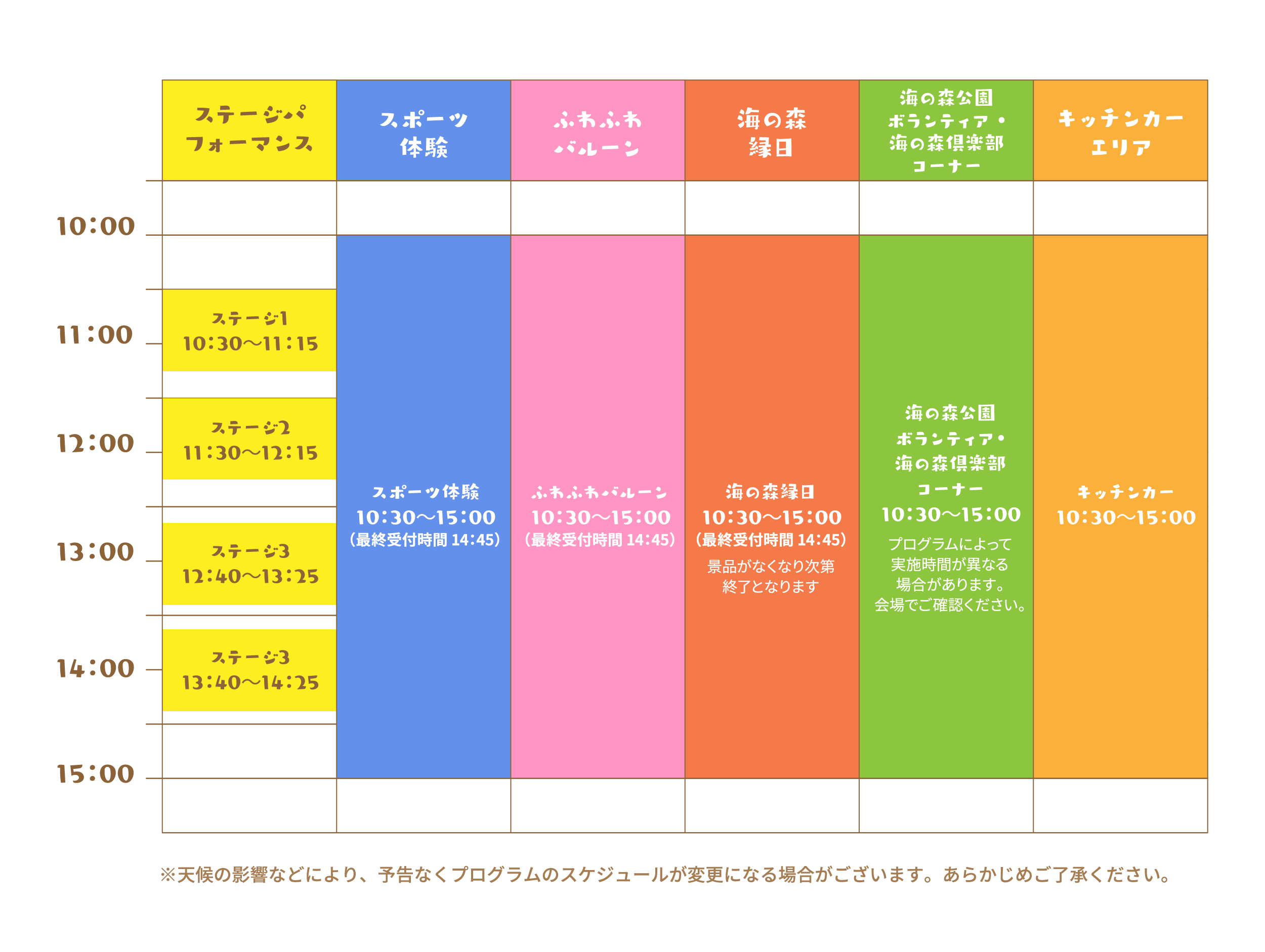 プログラムスケジュール